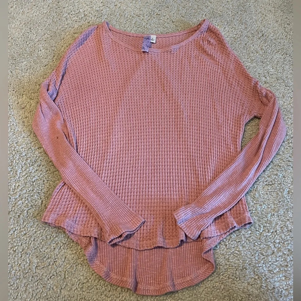 Pink waffle knit long sleeve
